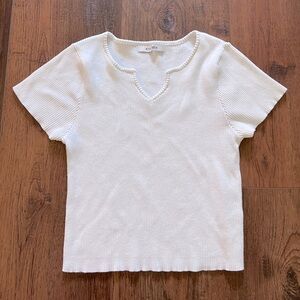 3/$10 White Knit Ribbed Cropped Top